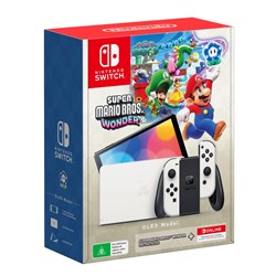 Nintendo Switch OLED Model White Super Mario Bros. Wonder + NSO 12 Months Hardware Bundle