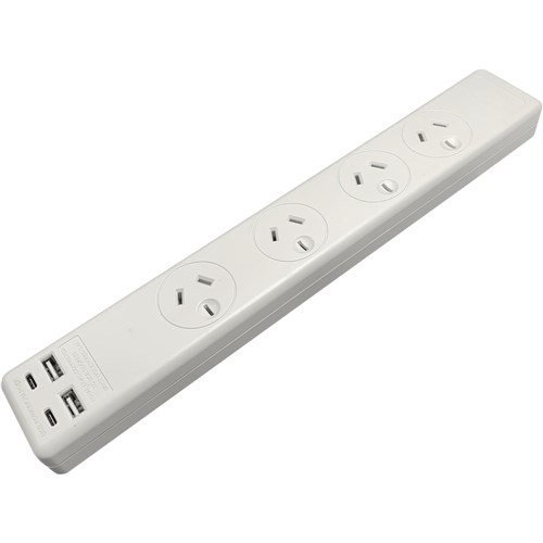 Jackson Surge Protected Board w/ 4 x Power Socket. 2 x USB-C. 2 X USB-A Outlets