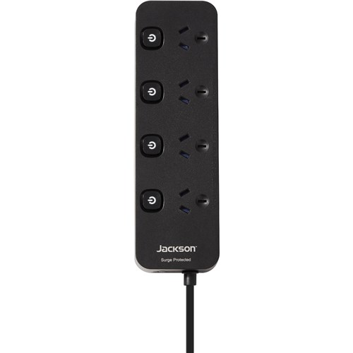 Jackson Surge Protected Board w/ 4 x Individual Switch Power Socket Outlets