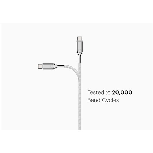 Cygnett Armoured 5A/100W 2.0 USB-C to USB-C Cable 2m (White)