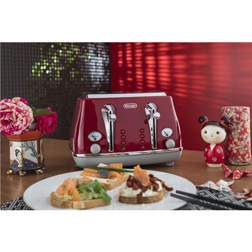 De'Longhi Icona Capitals 4 Slice Toaster (Tokyo Red)