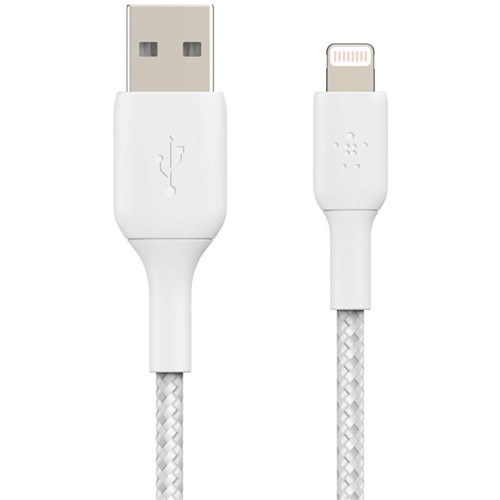 Belkin BoostUp Charge Lightning to USB-A 2m Braided Cable (White)