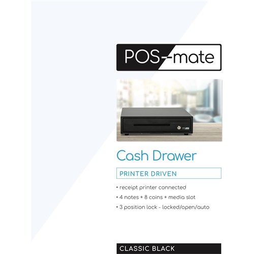 POS-mate Printer Driven Standard Cash Drawer (Black)