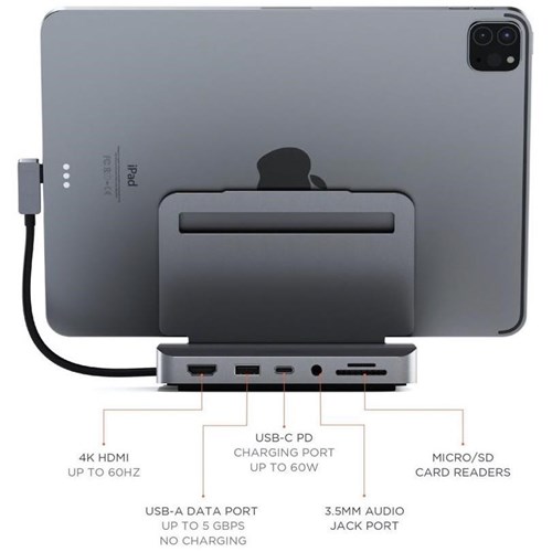 Satechi Aluminium Stand Hub for iPad Pro & Selected Tablets (Space Grey)