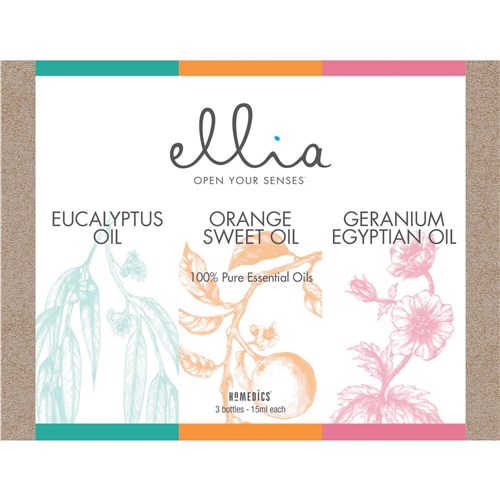 Homedics Ellia Oil 3  Pack (Eucalyptus. Orange. Geranium)