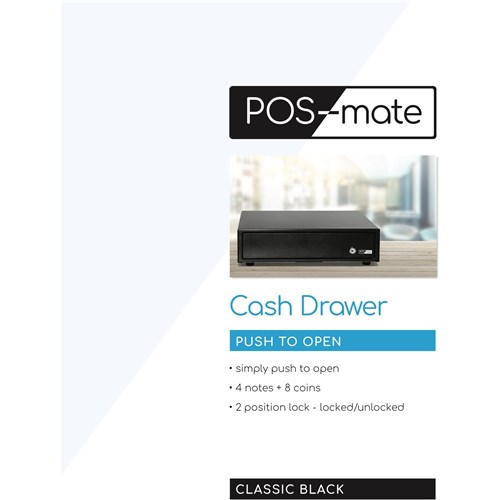 POS-mate Push To Open Standard Cash Drawer (Black)