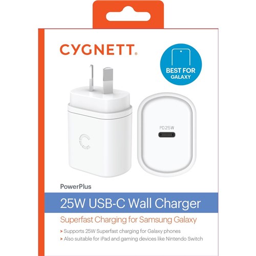 Cygnett PowerPlus 25W USB-C PD Wall Charger (White)