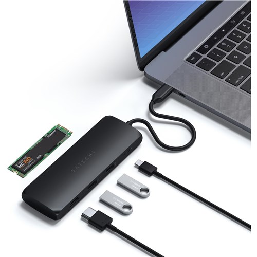 Satechi USB-C Hybrid Multiport Adapter with SSD Enclosure (Black)