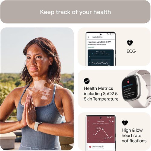 Fitbit Sense 2 (Lunar White/Platinum Aluminium)