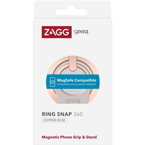 Zagg Snap Ring 360 Magnetic Phone Grip & Stand (Rose Gold/Copper)