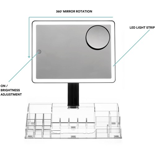 Homedics Radiance LED Beauty Mirror with Organiser
