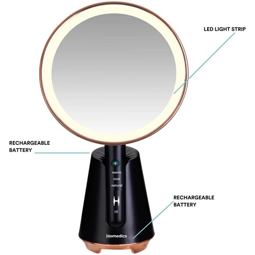 Homedics Radiance LED Beauty Mirror with Bluetooth Speaker