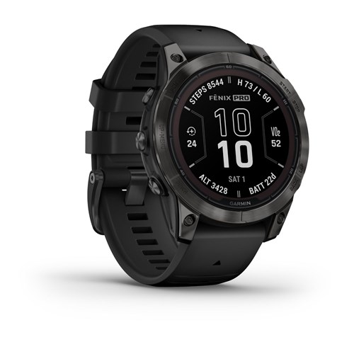 Garmin fenix® 7 Pro Sapphire Solar Edition Carbon Grey DLC Titanium with Black Band