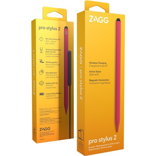 Zagg Pro Stylus 2 Pencil with Wireless Charging Adapter (Pink)