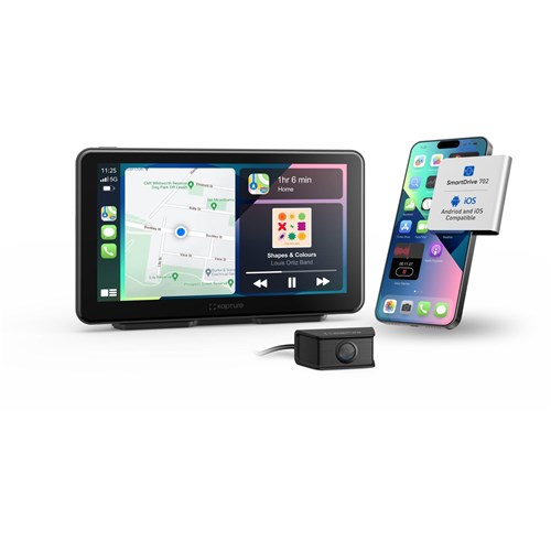 Kapture KPT-W72 Wireless 7' Apple Carplay Android Auto Navigation with Front & Rear Dash Camera