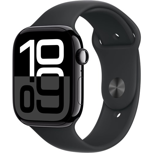 Apple Watch Series 10 46mm Jet Black Aluminium Case GPS + Cellular Sport Band (S/M)[Black]