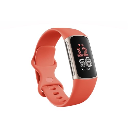 Fitbit Charge 6 Fitness Tracker (Coral/Champagne Gold Aluminium)
