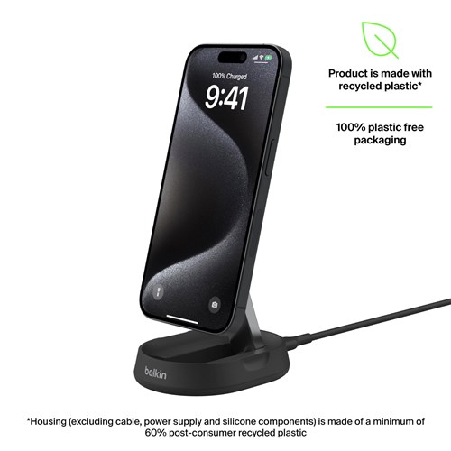 Belkin BoostCharge Pro Convertible Magnetic Qi2 Charging Stand (Black)