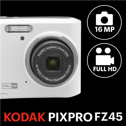 Kodak Pixpro FZ45 Digital Compact Camera (White)