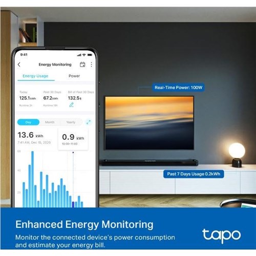 TP-Link Tapo Mini Energy Monitoring Smart Plug (Matter Compatible)