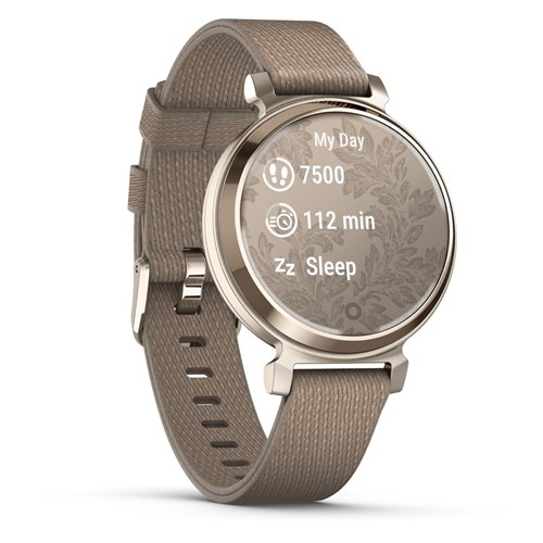 Garmin Lily® 2 Classic. Cream Gold with Coffee Fabric Band