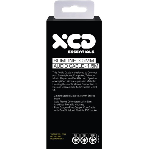 XCD Essentials Slim Head Stereo 3.5mm Audio Cable 1.5m V2