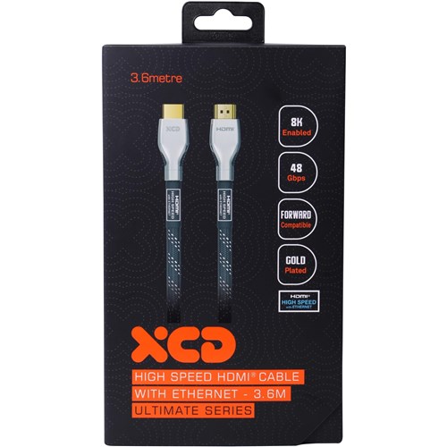 XCD Essentials Ultra High Speed Braided HDMI Cable with Ethernet 4K/8K 3.6m V2