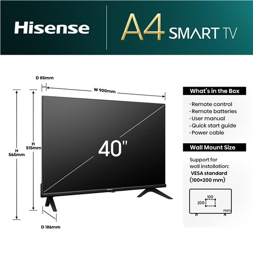 Hisense 40' A4NAU Full HD Smart TV [2024]