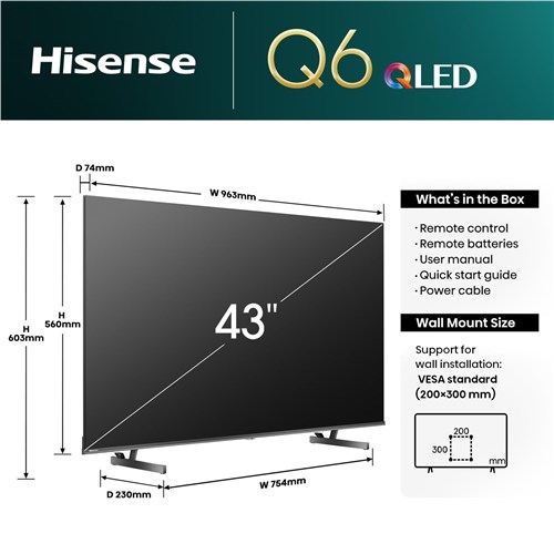 Hisense 43' Q6NAU 4K QLED Smart TV [2024]