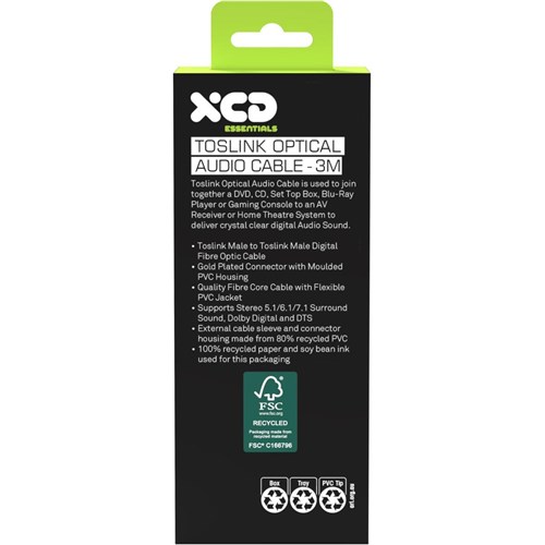 XCD Essentials Digital Toslink Optical Cable V2 3M