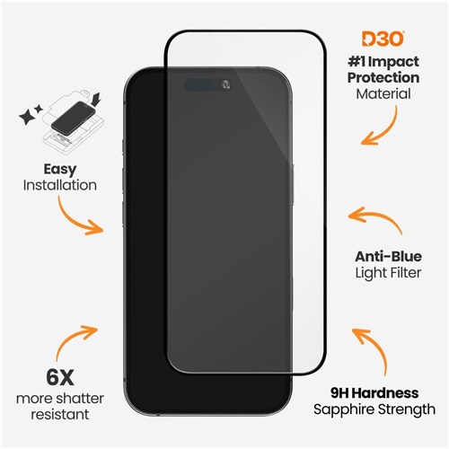 EFM ScreenSafe Glass with D3O Screen Armour for iPhone 16 Pro Max