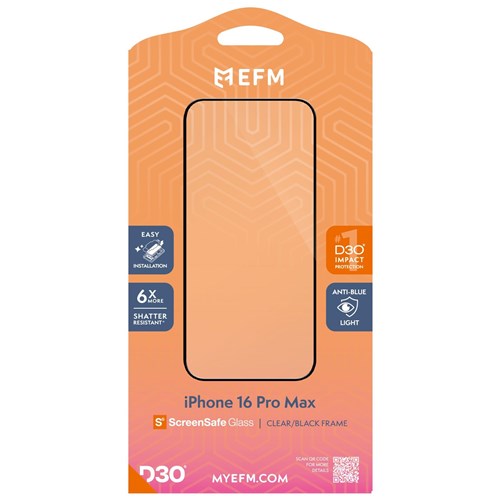 EFM ScreenSafe Glass with D3O Screen Armour for iPhone 16 Pro Max