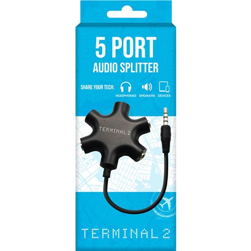 Terminal 2 Headphone Audio 3.5mm 5 Way Splitter