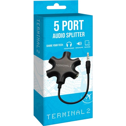 Terminal 2 Headphone Audio 3.5mm 5 Way Splitter