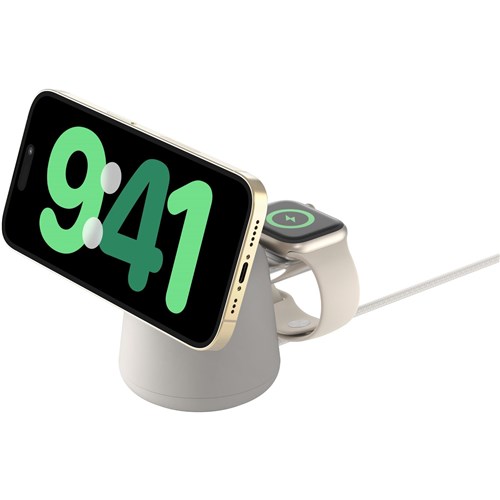 Belkin BoostCharge Pro 2-in-1 Wireless Charging Dock with Qi2 15W (Sand)
