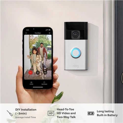 Ring Battery Video Doorbell (Satin Nickel)