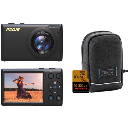 FireFly Pixus V1 Digital Compact Camera Kit with Pouch & SD Card (Black)