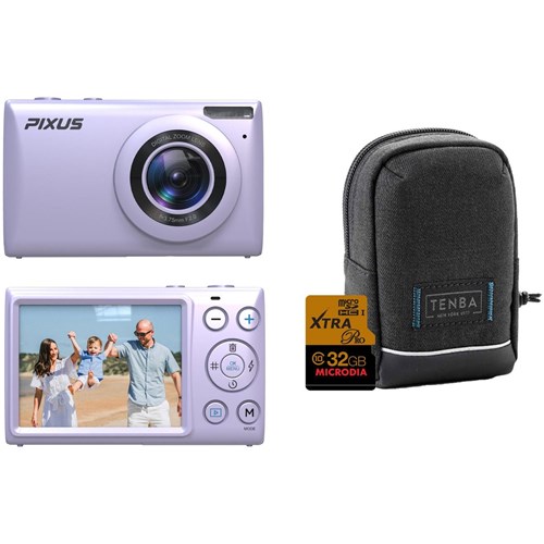 FireFly Pixus V1 Digital Compact Camera Kit with Pouch & SD Card (Lavender)