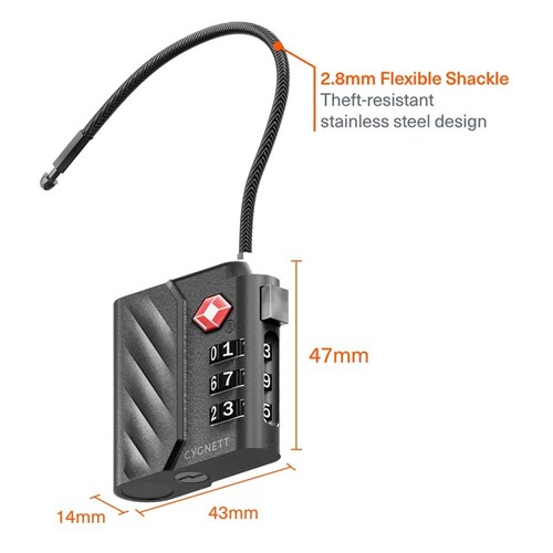 Cygnett Voyager Bluetooth® TravelTag TSA Lock with USB-C Recharging