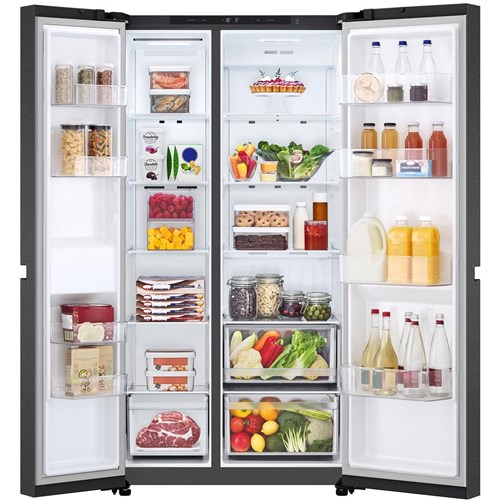 LG - GS-B599MBL 664L Flat Door Side by Side Fridge in (Matte Black)