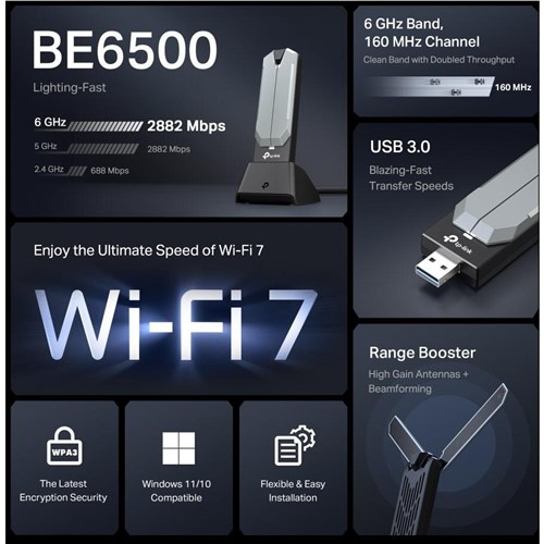 TP-Link BE6500 Wi-Fi 7 High Gain Wireless USB Adapter