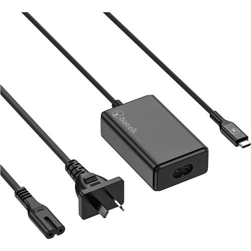 Bonelk Long-Life 65W GaN Multi-Device Laptop Charger. in-built Cable 1.5m (Black)