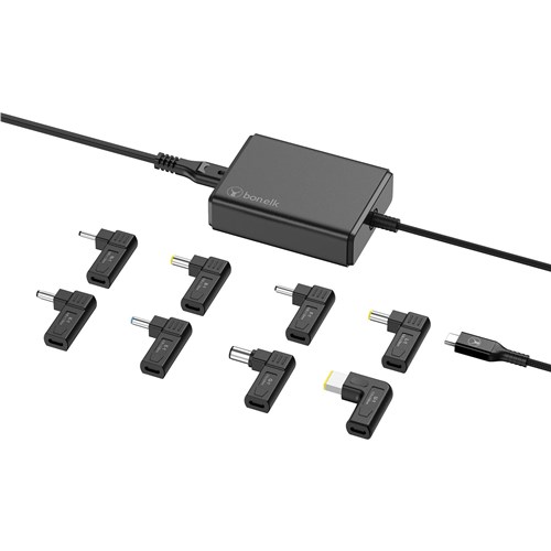 Bonelk Long-Life 100W GaN Multi-Device Laptop Charger. In-Built Cable - 1.5m (Black)