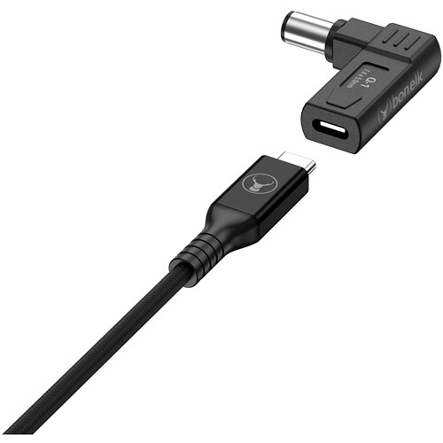 Bonelk Long-Life 100W GaN Multi-Device Laptop Charger. In-Built Cable - 1.5m (Black)