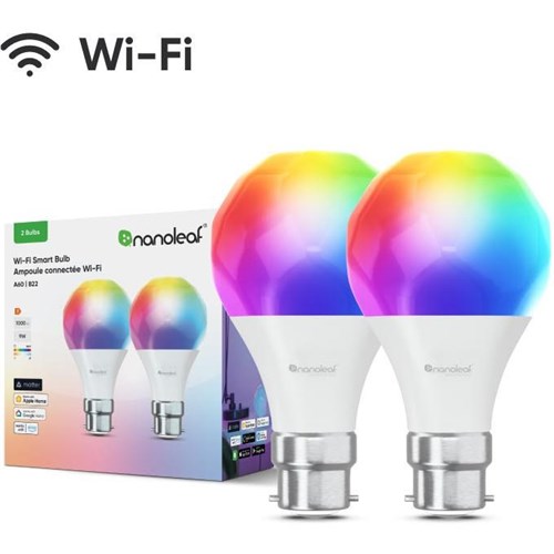 Nanoleaf Essentials B22 Wi-Fi Bulb (2 Pack) [Matter Compatible]