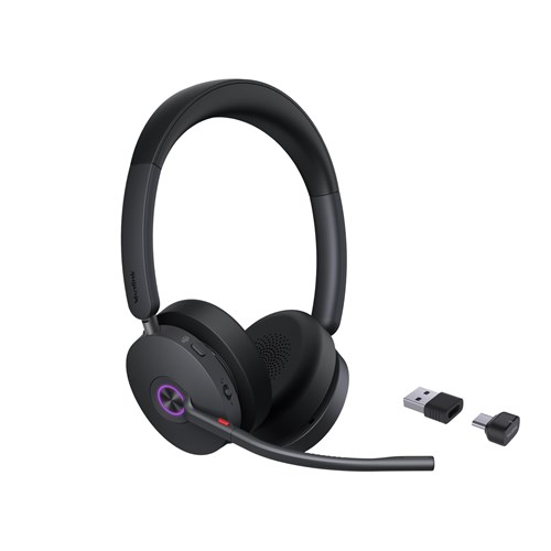 Yealink BH74-CH-MS-C/A Wireless MS Stereo Bluetooth Headset USB-C/A with Charge Stand (Black)