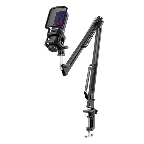 Playmax RGB Black Microphone with arm and Tripod