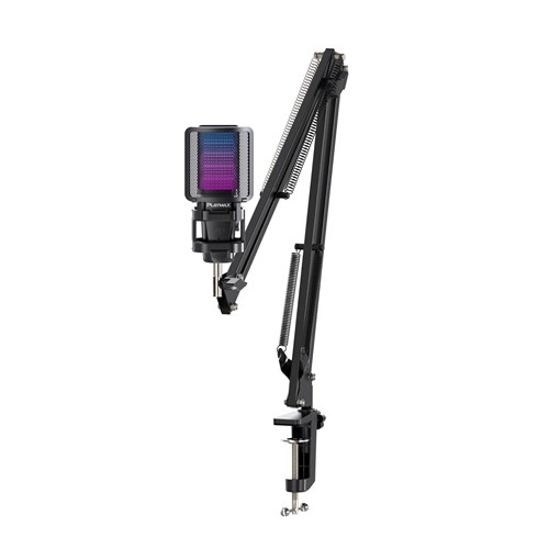 Playmax RGB Black Microphone with arm and Tripod