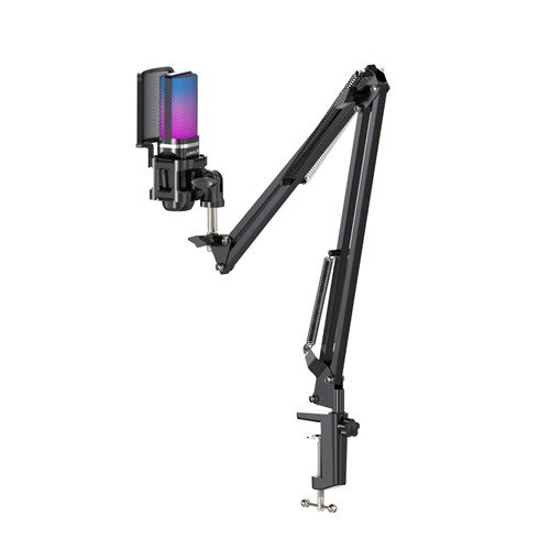 Playmax RGB Black Microphone with arm and Tripod