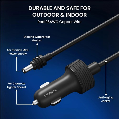 Stargear 12V Cig Power Cable for Starlink Mini (3m)